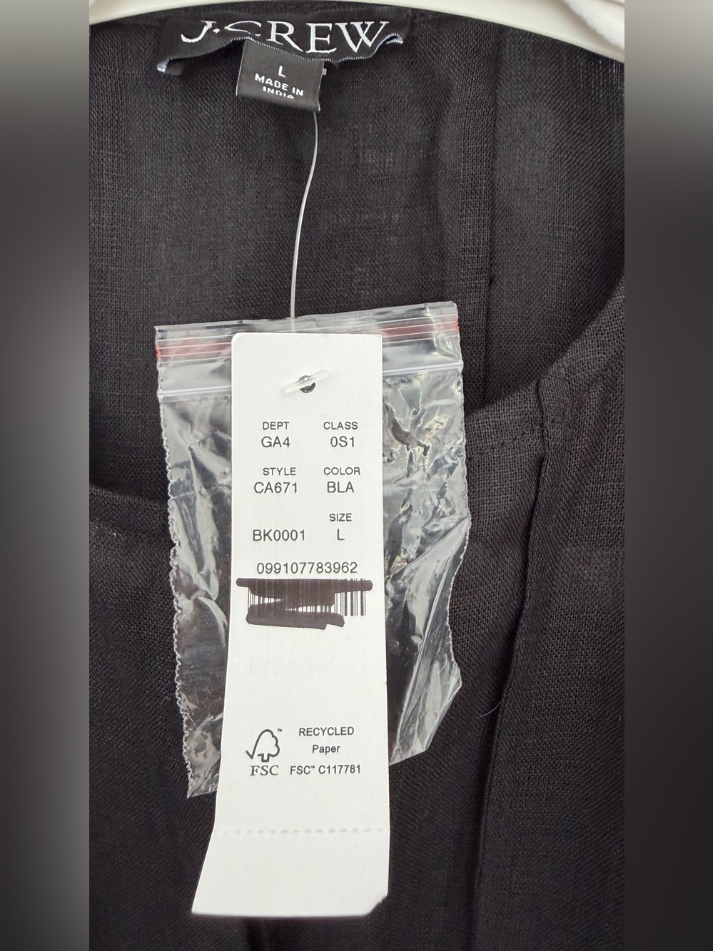 J.Crew Seamed Linen Dress With Removable Belt Black Size L NWT - Picture 9 of 12